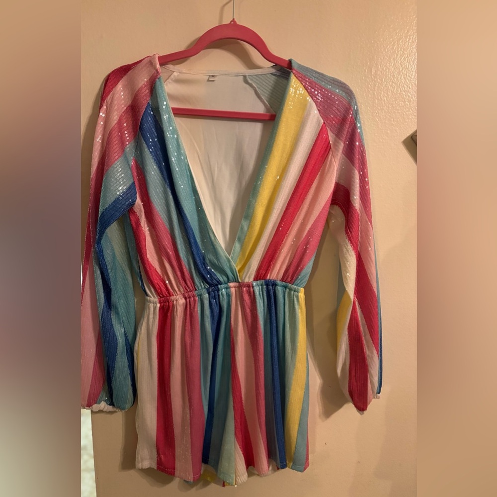 Colorful Striped V-Neck Blouse